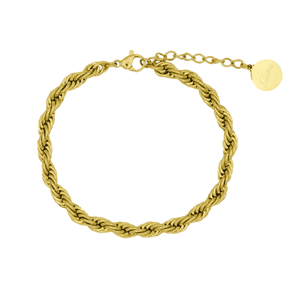 Pulsera trenzada chapada en oro de 14 quilates