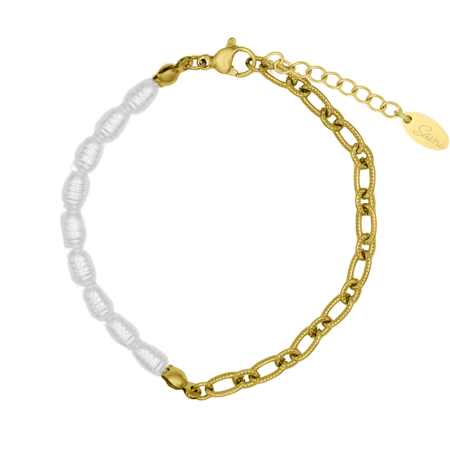 Elegante pulsera de perlas chapada en oro de 14 quilates