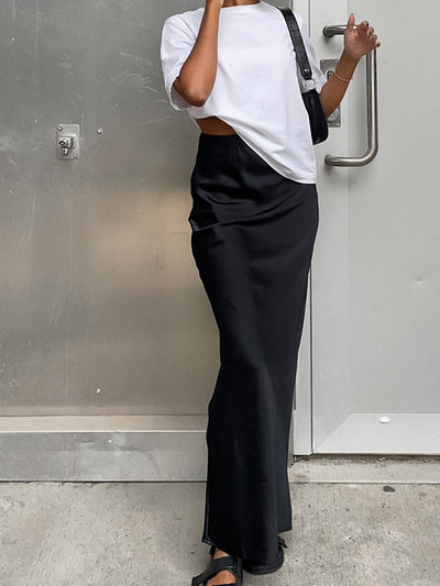 Eva - Maxifalda de satén: estilo casual