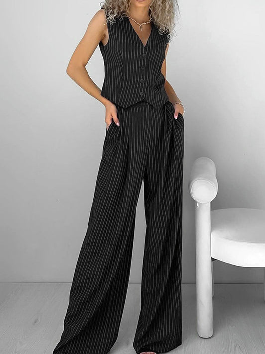 Tamara - Conjunto relajado de pantalón de traje a rayas
