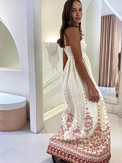 Olivia - Vestido largo de tirantes con estampado floral