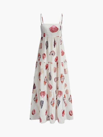 Julia - Vestido estampado con tirantes ajustables y fruncidos