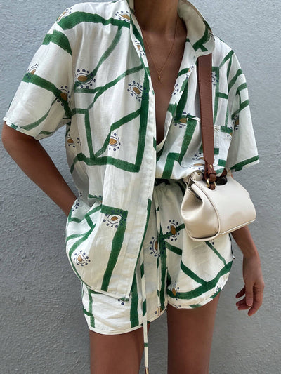 Julia - Conjunto de pantalón corto con cordón estampado