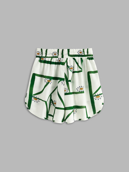 Julia - Conjunto de pantalón corto con cordón estampado