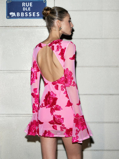 Emily - Romance Floral Vestido de Malla sin Espalda