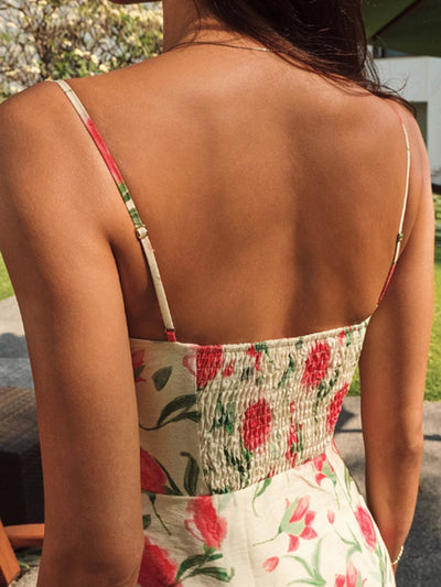 Gisela - Vestido Floral Acanalado con Detalle de Botones