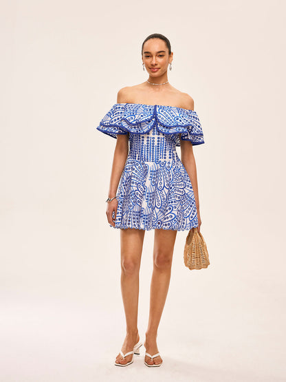Hanna - Vestido semi transparente con volantes y hombros descubiertos