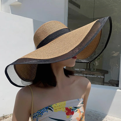 Sombrero de paja de ala grande temperamento moda