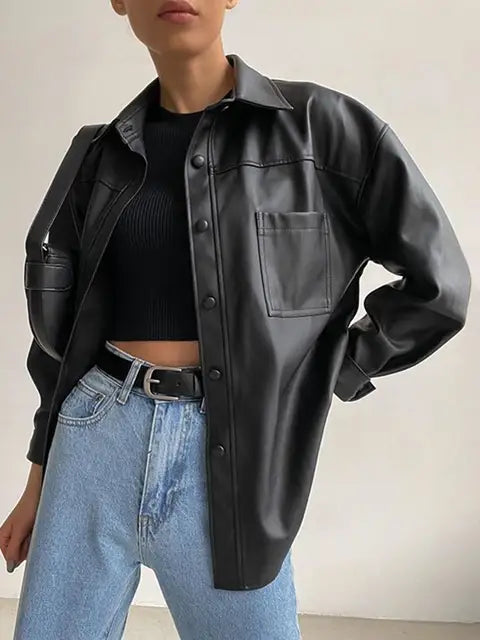 Cassy - Chaqueta de cuero de manga larga