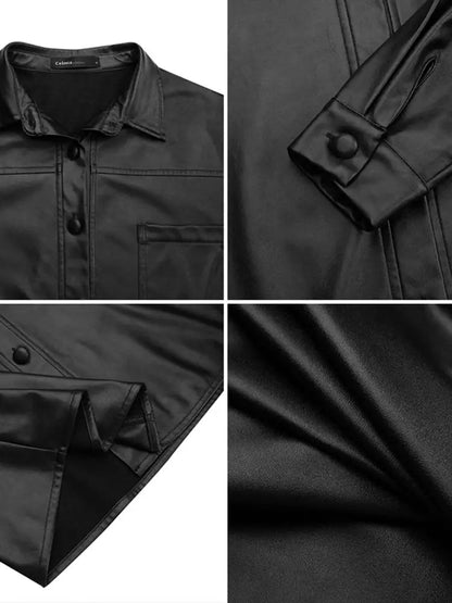 Cassy - Chaqueta de cuero de manga larga