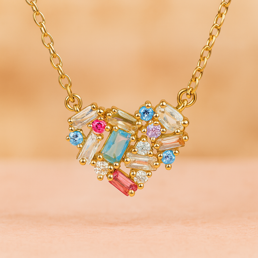 Collar Mujer Corazón Cristales Multicolor Moderno - Annika