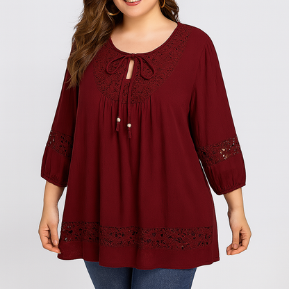 Blusa mujer encaje y lazo frontal - Marena