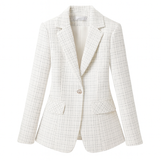 Blazer de Mujer Entallado con Patrón de Cuadros - Melissa
