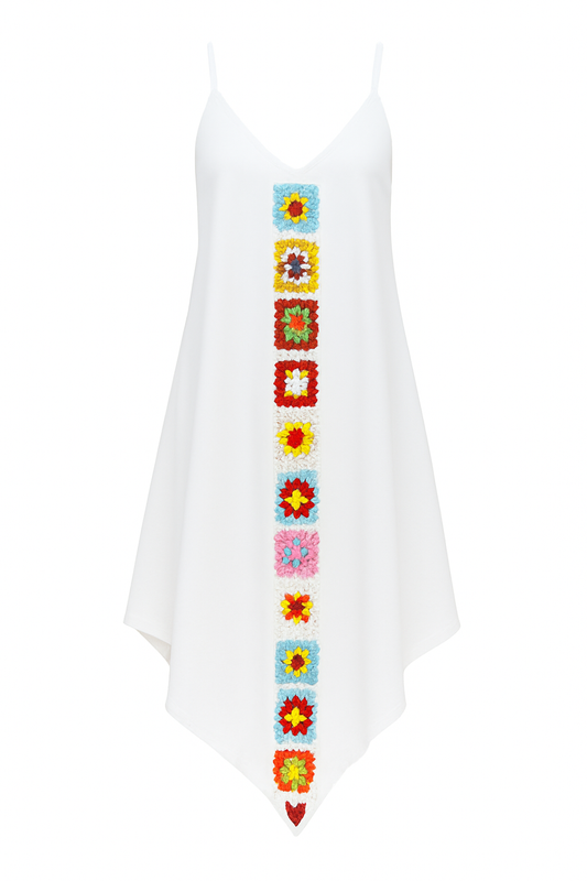 Vestido midi bohemio tirantes bordado frontal - Nayeli