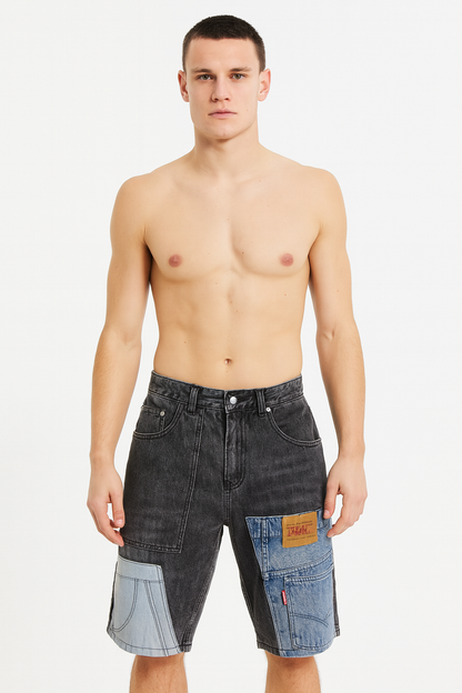 Bermuda denim patchwork para hombre - Urban Edge