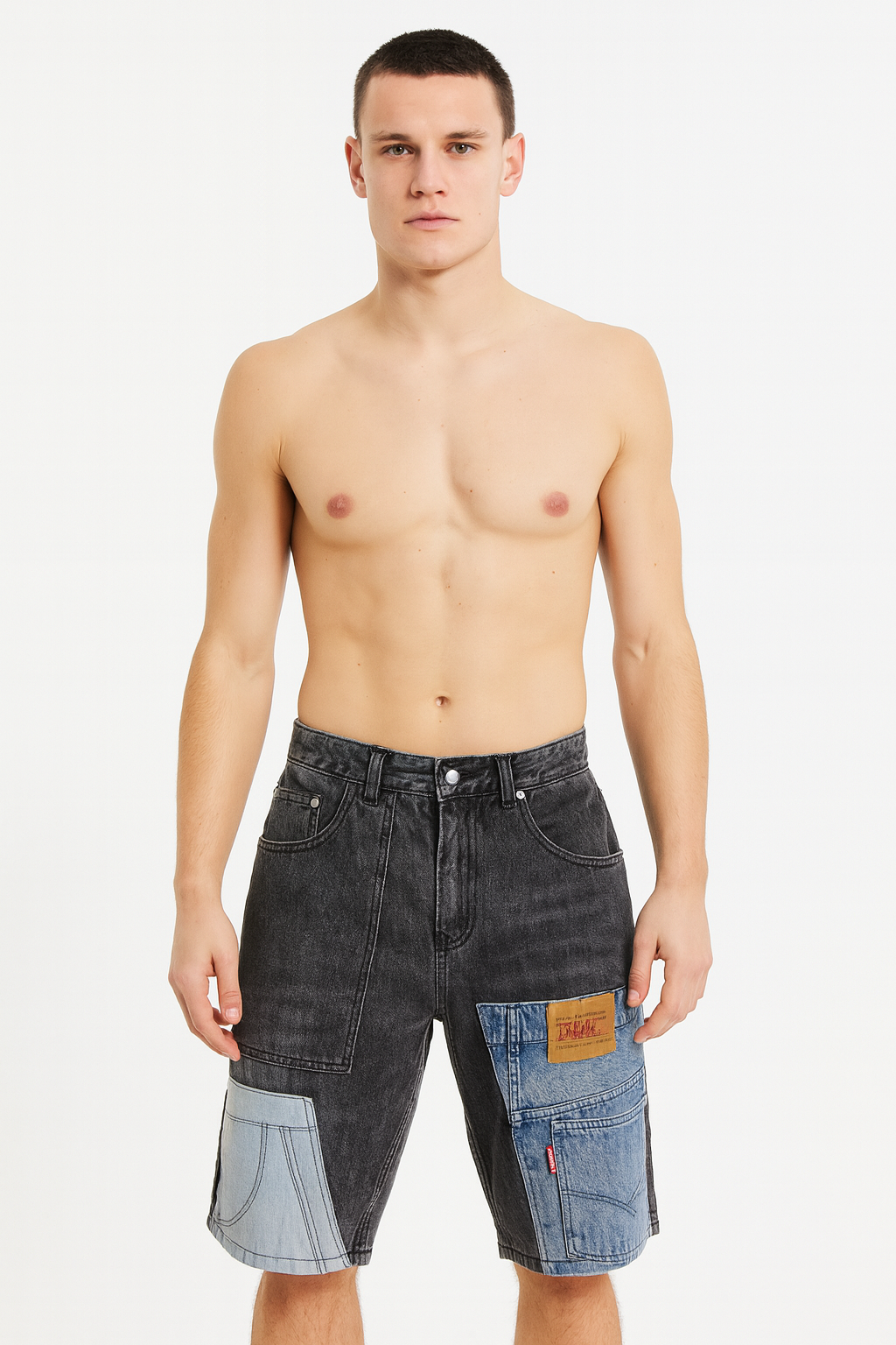 Bermuda denim patchwork para hombre - Urban Edge