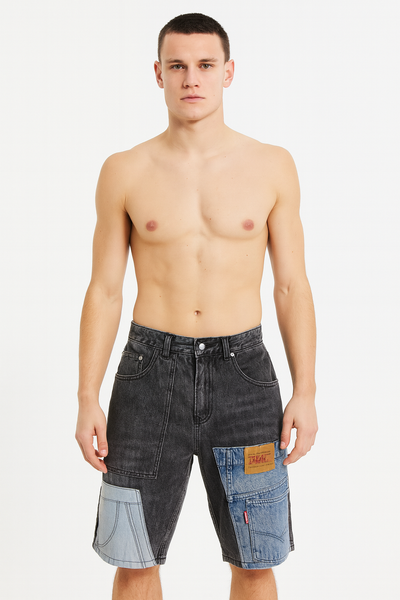 Bermuda denim patchwork para hombre - Urban Edge