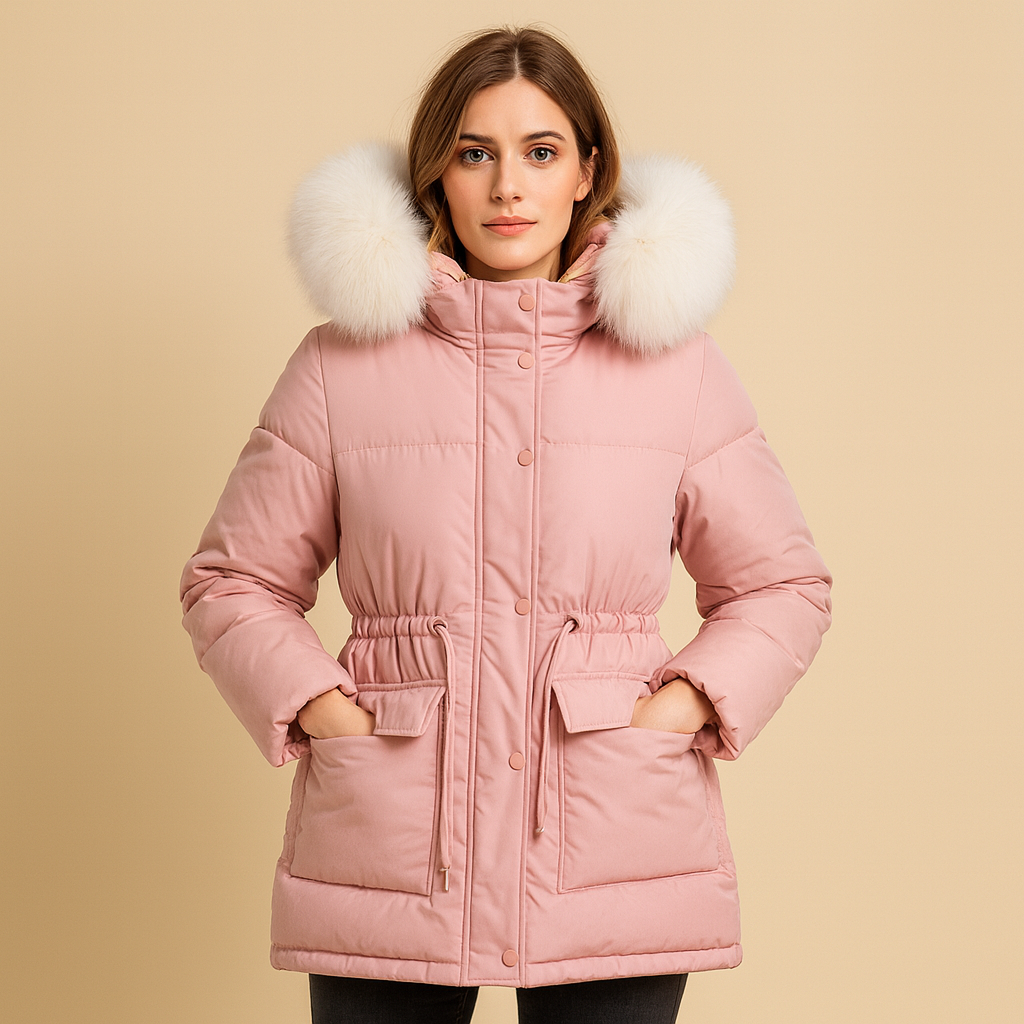 Abrigo acolchado para mujer con capucha efecto pelo - Althea