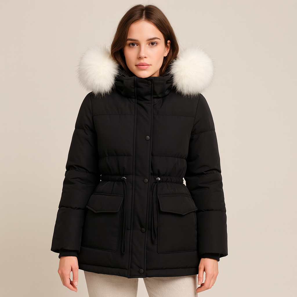 Abrigo acolchado para mujer con capucha efecto pelo - Althea