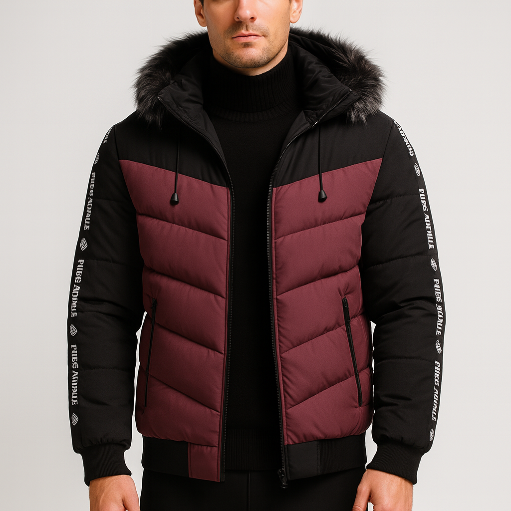 Chaqueta acolchada para hombre con capucha de pelo sintetico - Elian