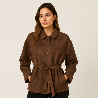 Chaqueta de ante con cinturon para mujer - Avelise