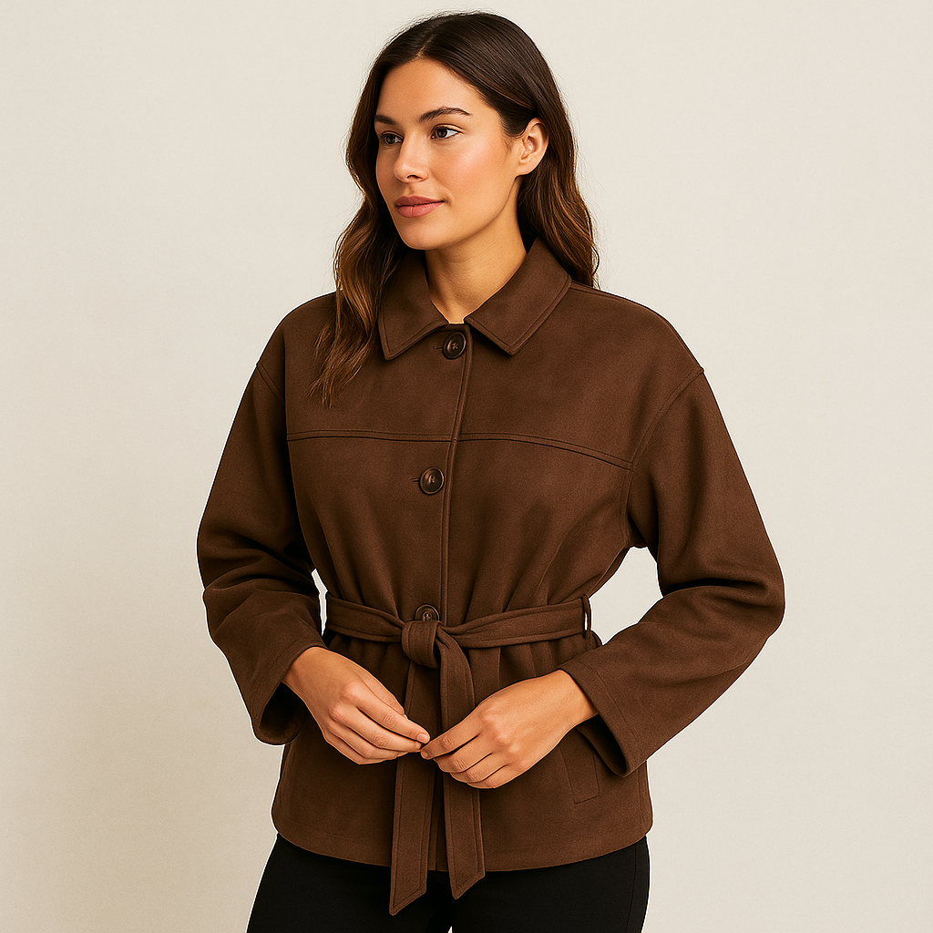 Chaqueta de ante con cinturon para mujer - Avelise