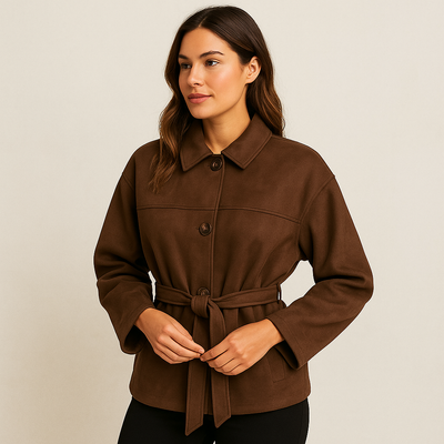 Chaqueta de ante con cinturon para mujer - Avelise