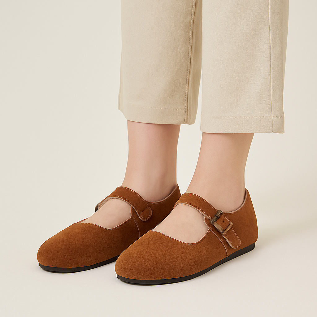 Zapatos planos para mujer efecto ante con forro cálido - Alviera