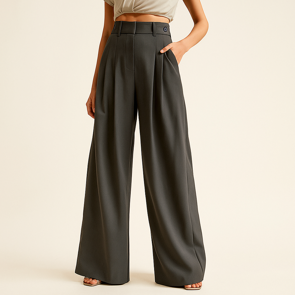 Pantalones para mujer de cintura alta y corte amplio - Navine