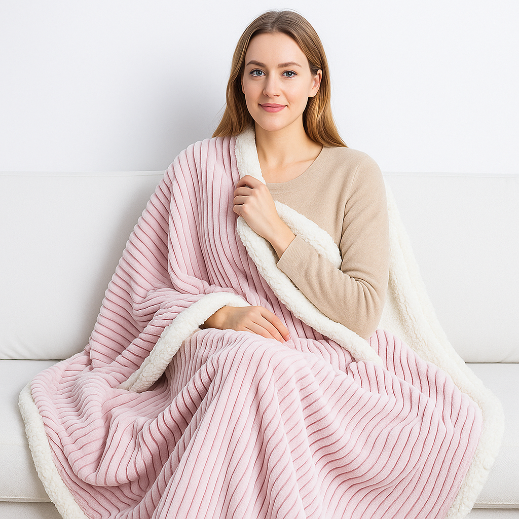 Manta suave de invierno acanalada con interior térmico