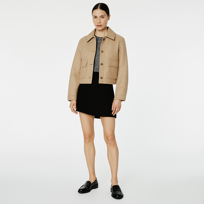 Chaqueta de otoño casual de mujer con solapa y bolsillos - Heidi