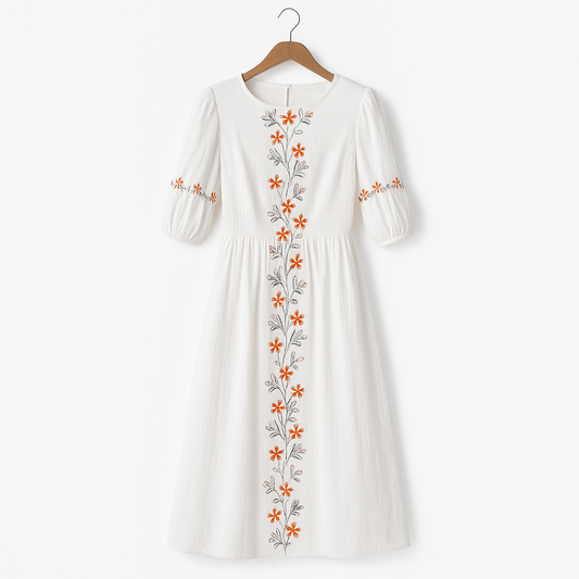 Vestido algodón con manga tres cuartos - Carmona
