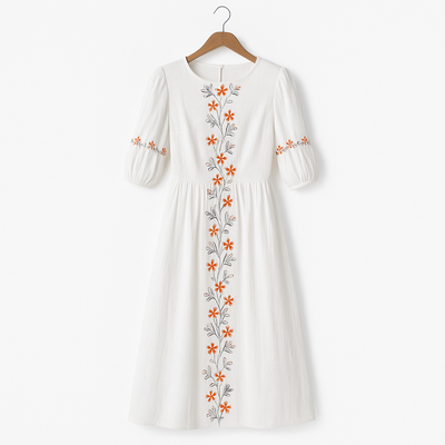 Vestido algodón con manga tres cuartos - Carmona