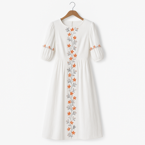Vestido algodón con manga tres cuartos - Carmona
