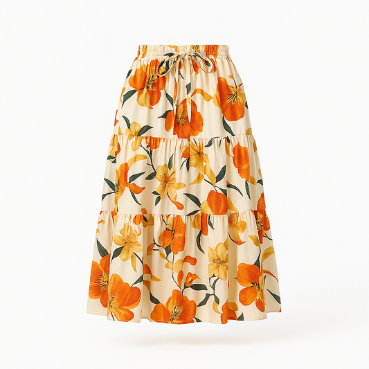 Falda midi estampada con vuelo - Amelise