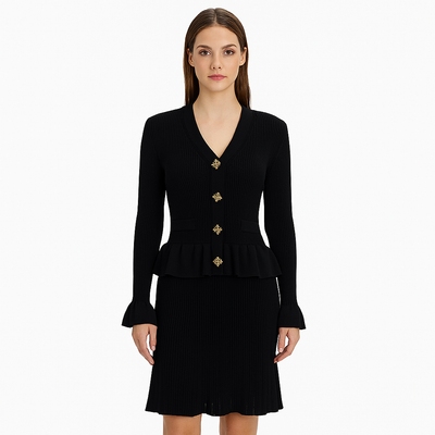 Vestido de punto con botones joya - Mireille