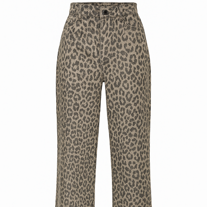 Pantalón mujer tiro alto estampado animal corte recto – Nadine