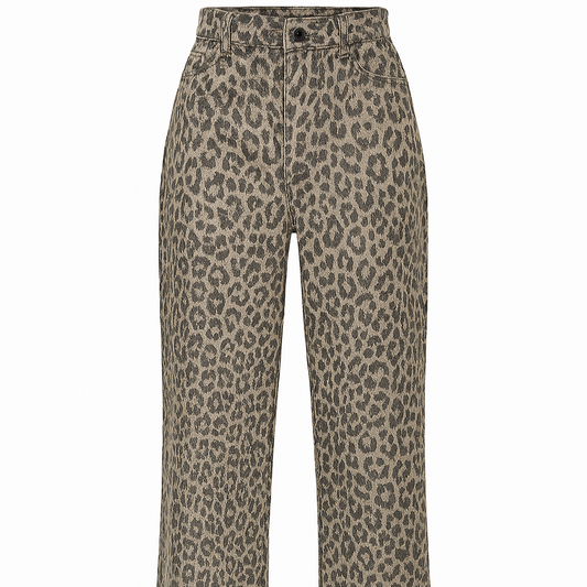 Pantalón mujer tiro alto estampado animal corte recto – Nadine
