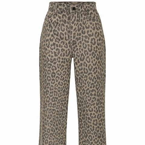 Pantalón mujer tiro alto estampado animal corte recto – Nadine