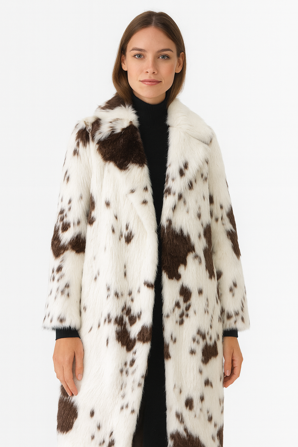 Abrigo largo mujer efecto textura estampada - Ilany