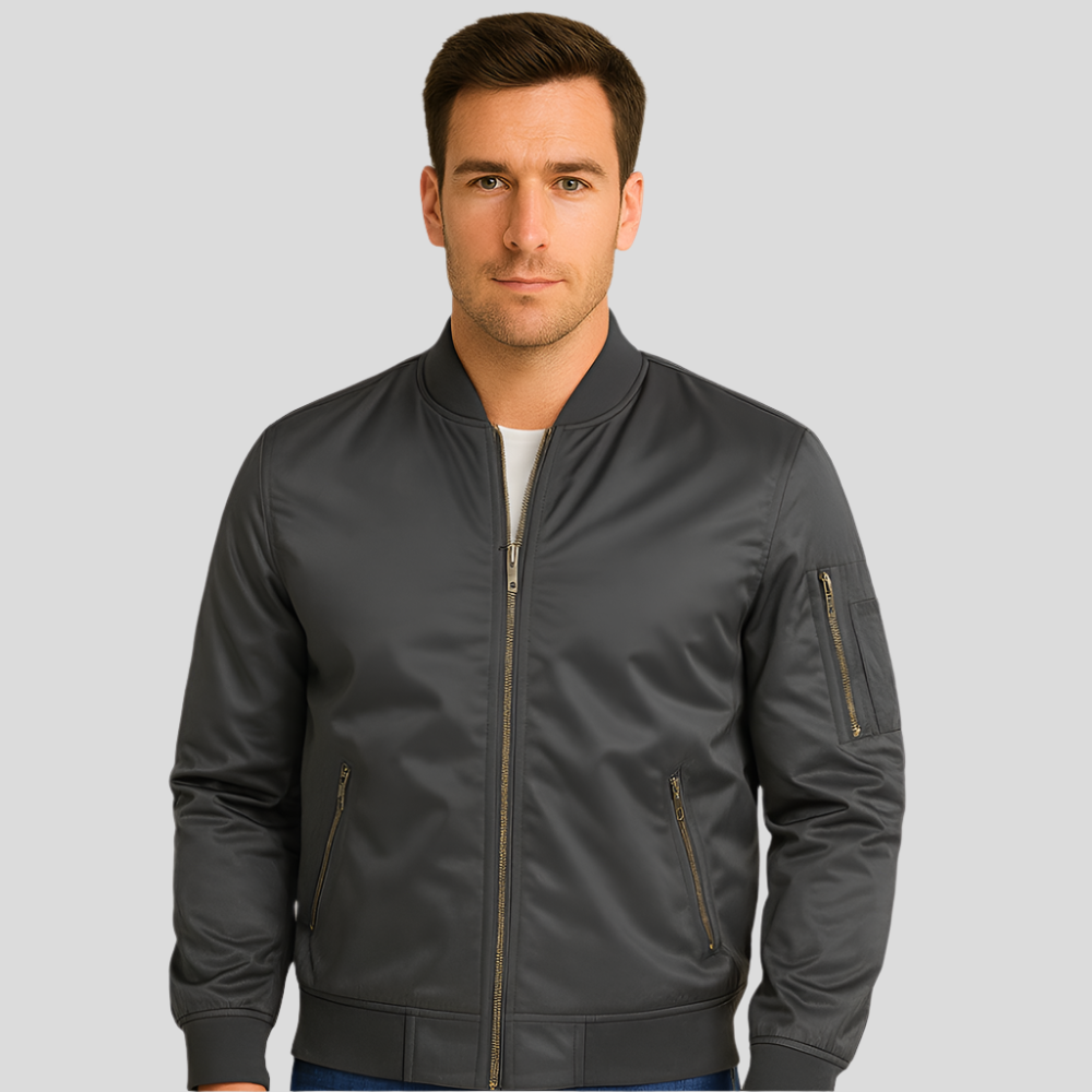 Chaqueta de hombre estilo bomber con cremalleras metalicas - Timothy