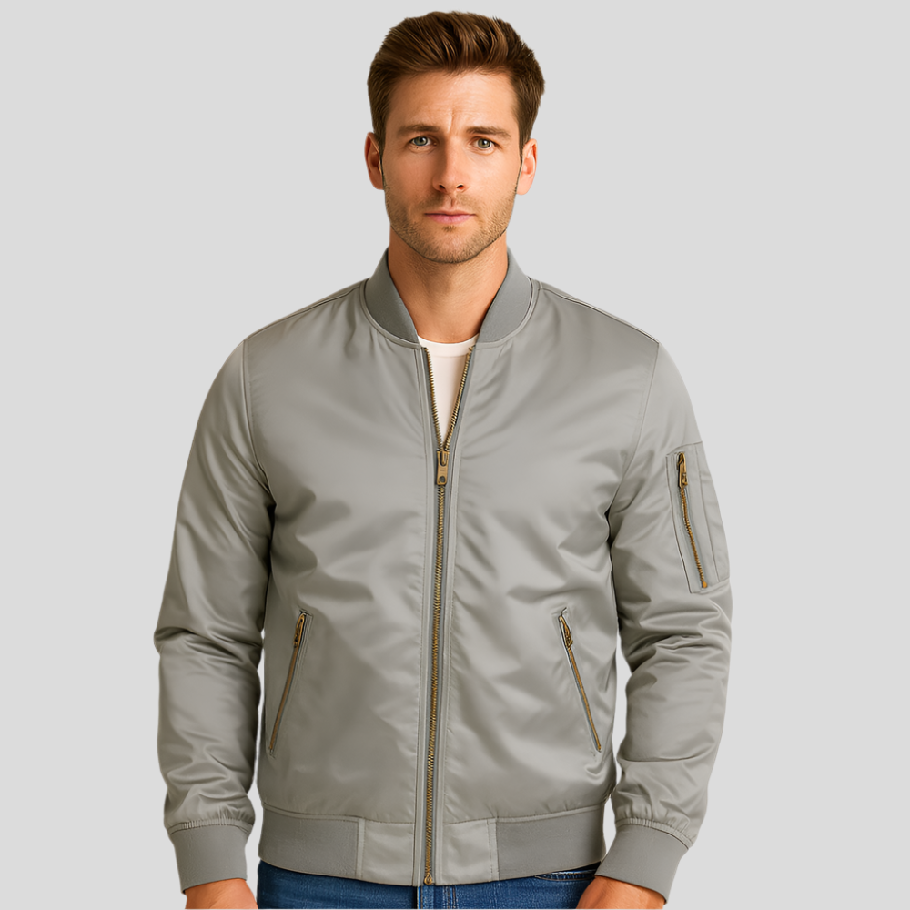 Chaqueta de hombre estilo bomber con cremalleras metalicas - Timothy