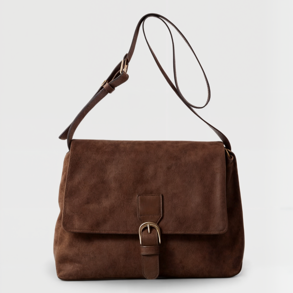 Bolso bandolera retro de gamuza con hebilla para mujer - Ciel