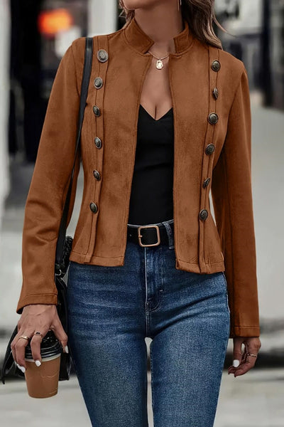 Chaqueta mujer piel vegana con botones - Clarisse