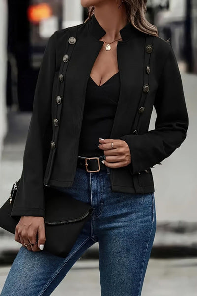 Chaqueta mujer piel vegana con botones - Clarisse