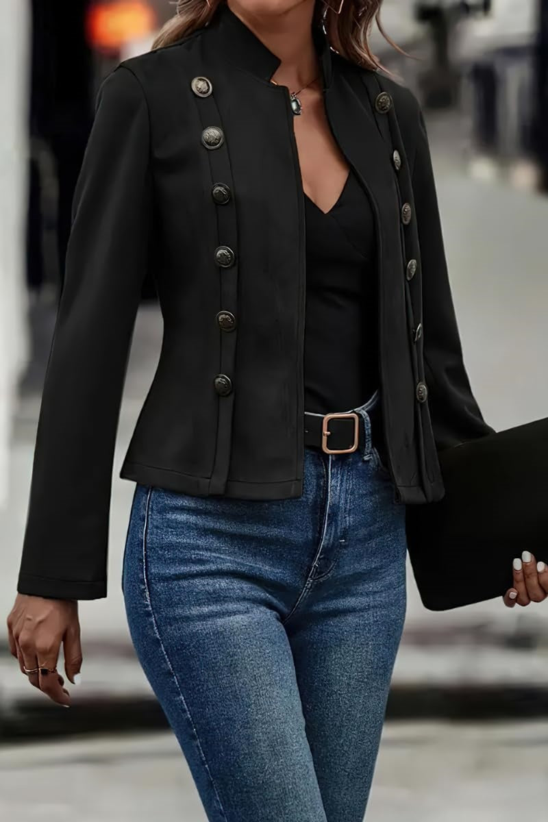 Chaqueta mujer piel vegana con botones - Clarisse