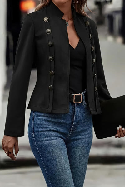 Chaqueta mujer piel vegana con botones - Clarisse