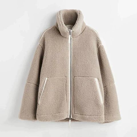 Chaqueta oversized mujer calida con cremallera - Selindra
