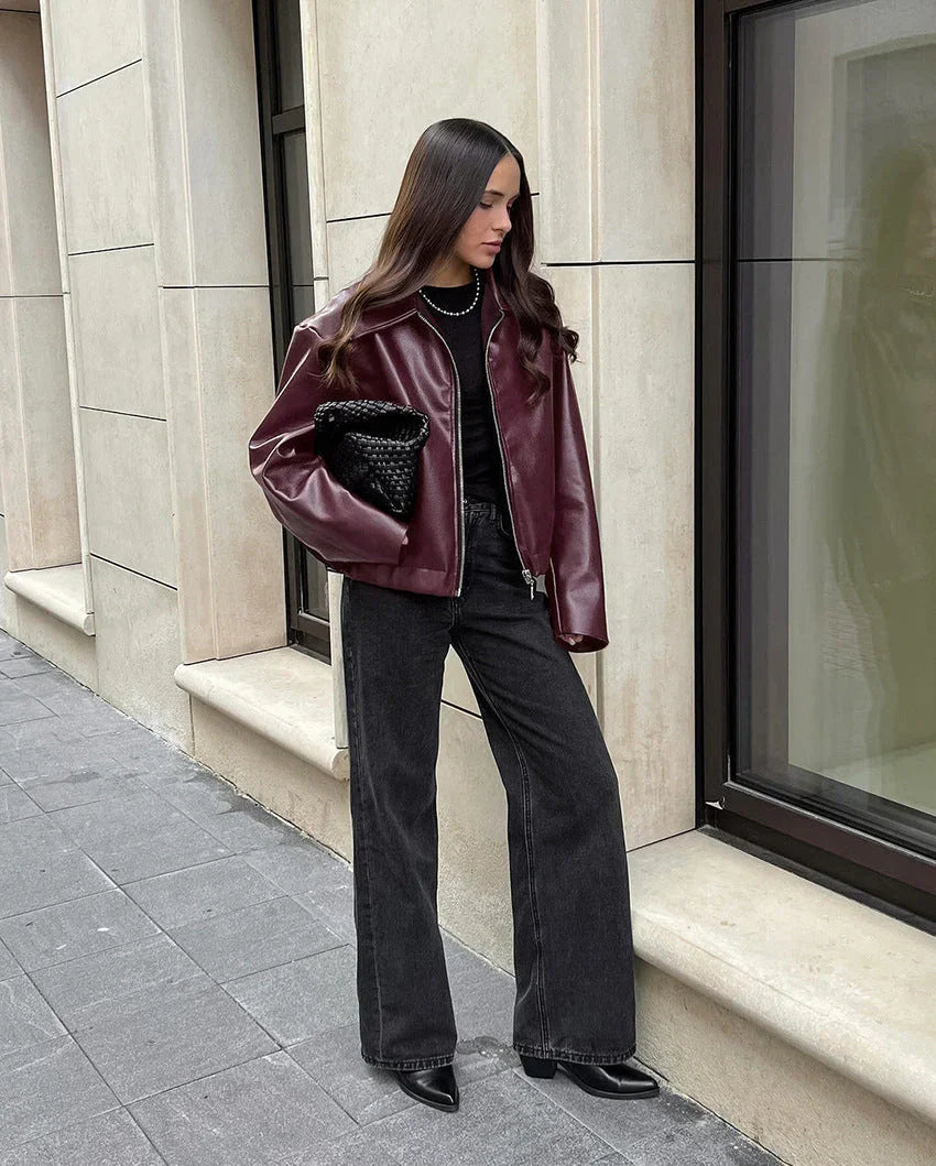 Chaqueta mujer efecto piel vegana estilo premium - Maelle