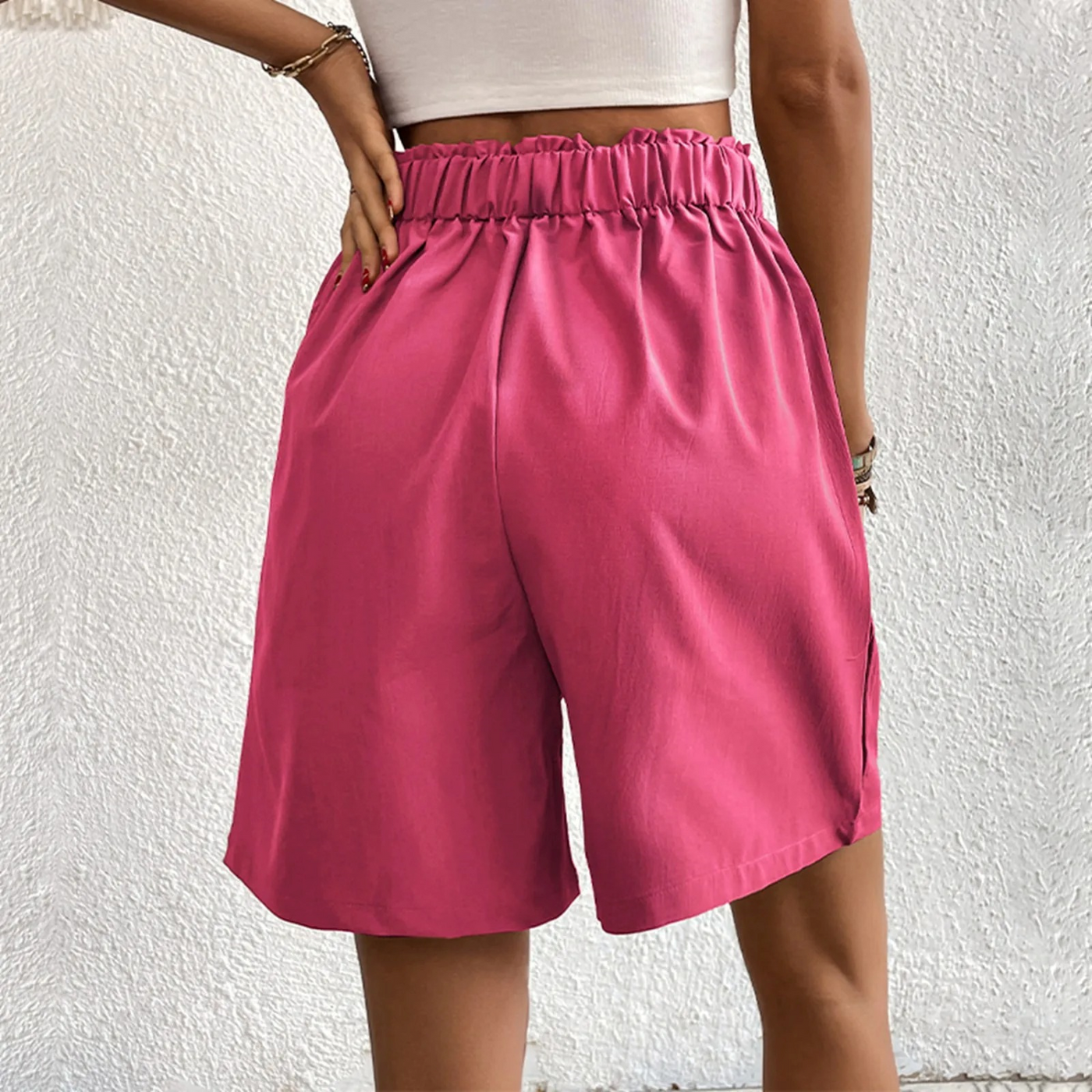Pantalon corto mujer cintura alta con botones - Mariana